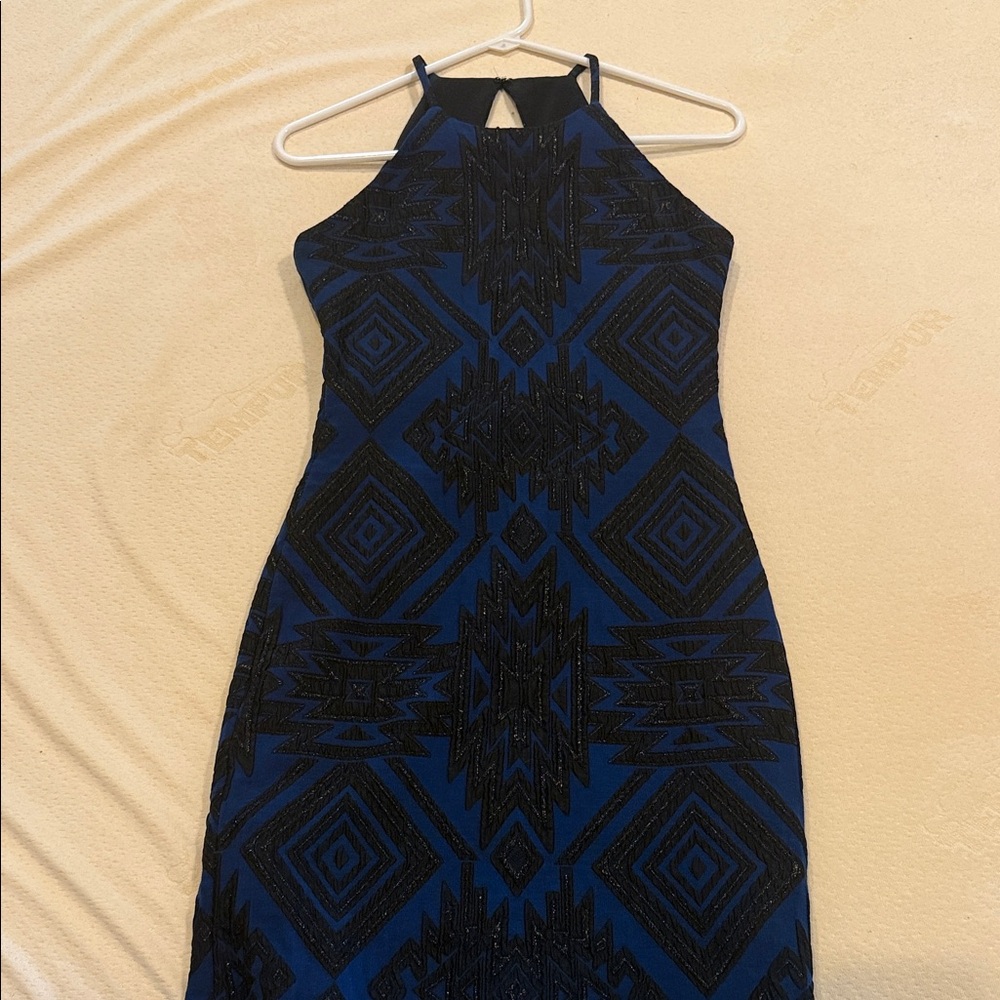 Parker Midnight Blue Geometric Backless Dress